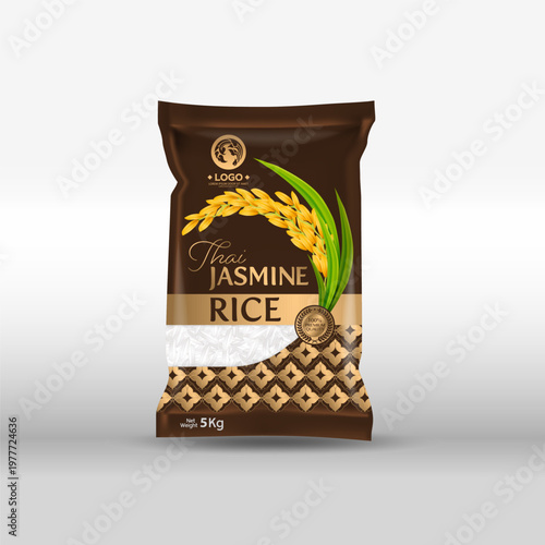Rice Package Mockup Thailand food Products, vector illustration