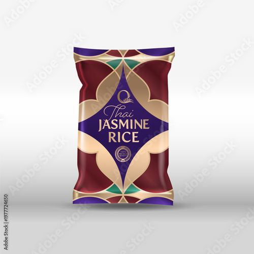Rice Package Mockup Thailand food Products, vector illustration