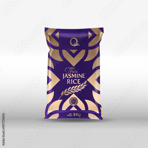 Rice Package Mockup Thailand food Products, vector illustration