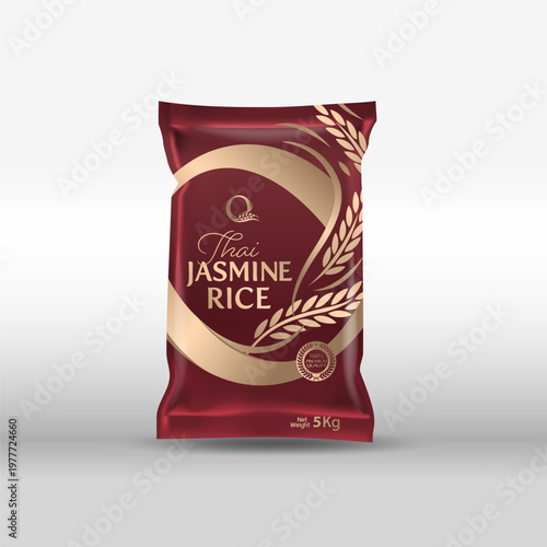 Rice Package Mockup Thailand food Products, vector illustration