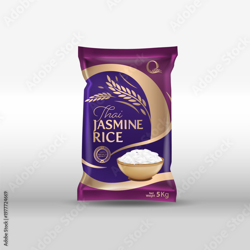 Rice Package Mockup Thailand food Products, vector illustration