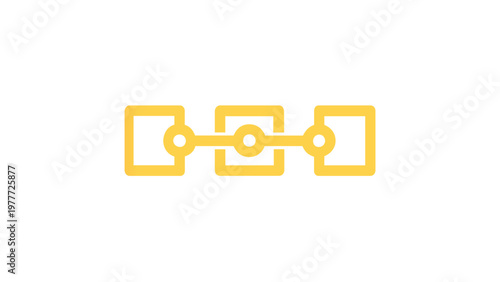 Blockchain block icon vector illustration featuring three connected squares in a vibrant orange gradient. Minimalist flat design representing decentralized data and cryptocurrency technology.