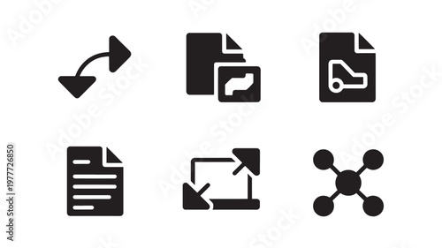 File Transfer Icons Minimal Black Data Sharing Upload Download Network Vector Set