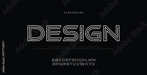 DESIGN Abstract thin line font alphabet. Minimal modern fashion fonts and numbers. Typography typeface uppercase lowercase and number. vector illustration