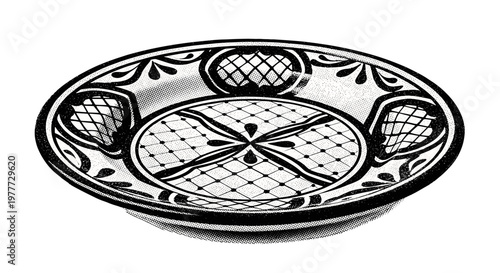 Traditional decorative ceramic plate with intricate patterns and design