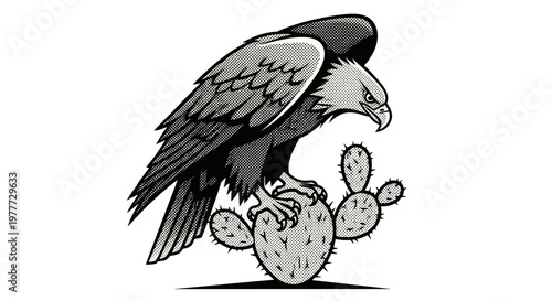 Cute bird perched on a branch with heartshaped leaves and berries