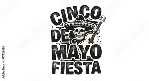 Cinco de mayo celebration poster with skull and festive design