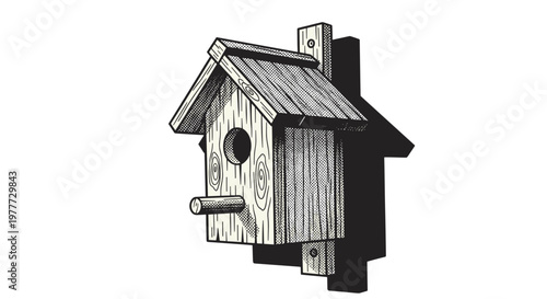 Vintage wooden birdhouse mounted on a post with rustic charm