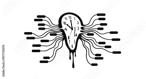 Melting clock surrealist art illustration