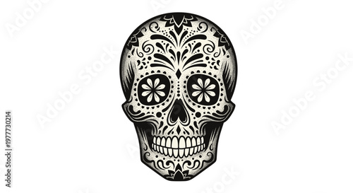 Decorative sugar skull with floral patterns for dia de los muertos