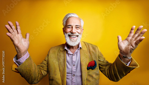 Wallpaper Mural Exuberant older man with an infectious smile and vibrant fashion sense. Generative AI. Torontodigital.ca