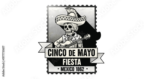 Cinco de mayo celebration poster with traditional mexican elements