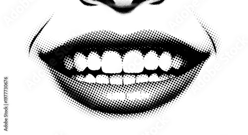 Closeup of a smiling mouth with teeth and lips