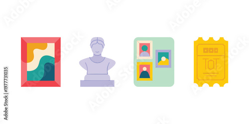 Colorful Art Gallery Abstract Painting Sculpture Exhibition