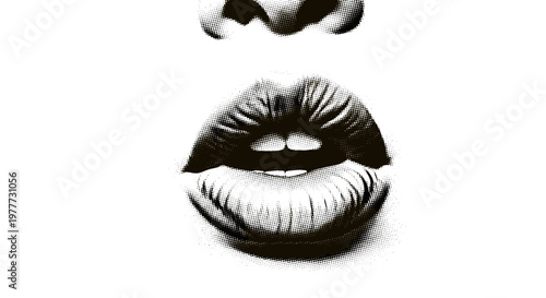 Closeup of lips and nose with a for beauty and fashion