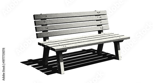Wooden park bench with slats and sturdy legs
