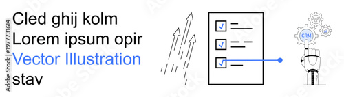 Productivity, automation, task organization, workflow optimization, AI technology, innovation. Robotic hand pointing to a checklist with arrows indicating progress. Productivity and automation