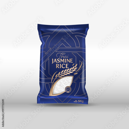 Rice Package Mockup Thailand food Products, vector illustration