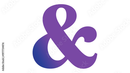 Modern Blue and Purple Gradient Ampersand Symbol Vector Illustration, Minimalist Typographic Icon for Branding and Graphic Design, Scalable AI-Generated Text Decoration Element on White.