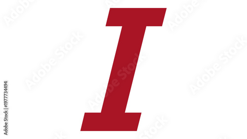 Red italicized letter I vector icon illustration. Minimalist flat design for text formatting, typography, and editorial layout. Scalable AI-generated graphic for digital design and publishing.