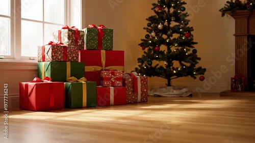 Festive christmas gift boxes illustration
