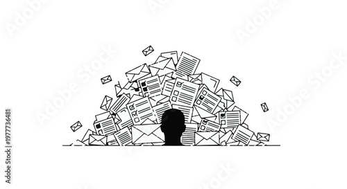 person overwhelmed by paperwork and bills
