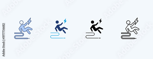 Electrocuted Multiple Icon Illustration Vector