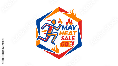 May Heat Sale Promotion Logo with Running Figure