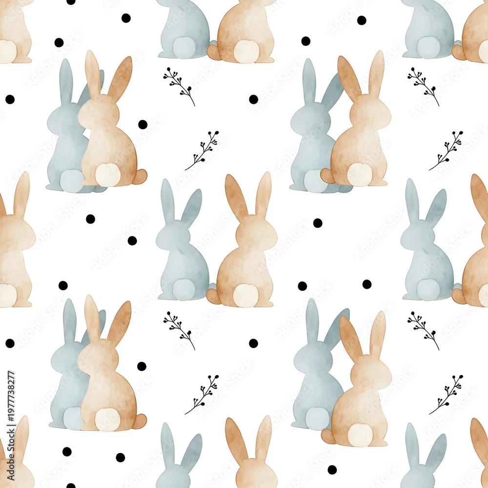 Watercolor scandinavian easter seamless pattern