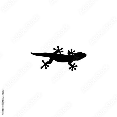 Simple black silhouette illustration of a gecko, a fascinating reptile often found in tropical and desert environments, ideal for various design projects