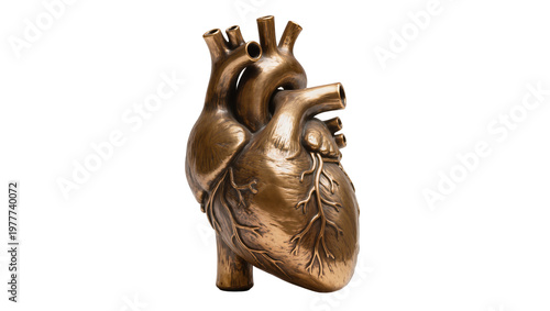 Fotografie Isolated detailed bronze sculpture depicting a human heart, a symbolic anatomical model
