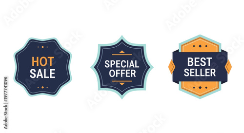 Sale and offer sticker icons set.