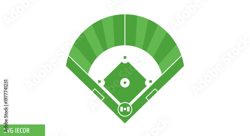 Green Baseball Field Icon - Top View
