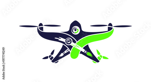 Modern Drone Logo Design - Futuristic Aerial Technology Icon