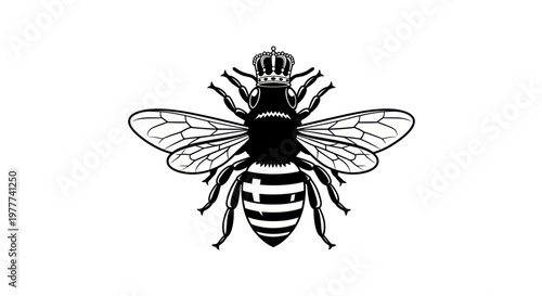 Majestic Bee with Crown Symbolizing Royalty and Nature's Power
