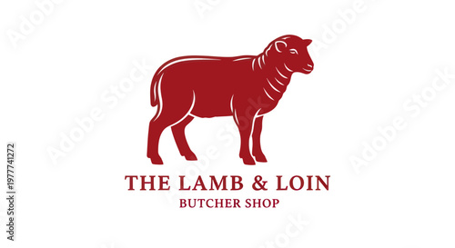 Red Sheep Silhouette Logo for Butcher Shop - "The Lamb & Loin"