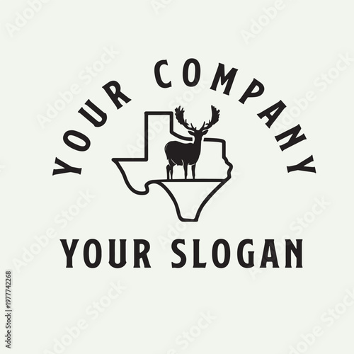 Valokuva A logo design for a texas company featuring a deer on a map