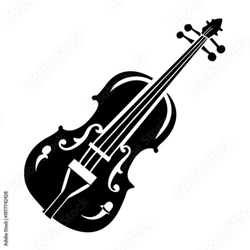 viola icon silhouette illustration for classical orchestral string instrument design