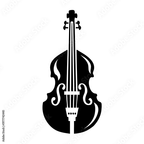 double bass icon silhouette illustration for classical orchestral string instrument design