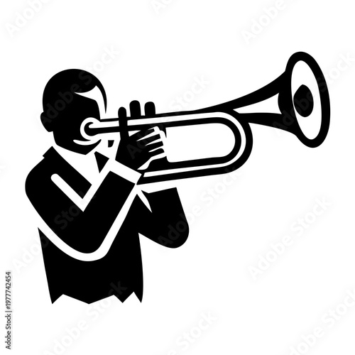 trombone silhouette illustration for brass orchestral musical instrument design