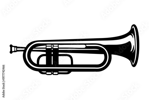 bass trombone silhouette illustration for brass orchestral musical instrument design
