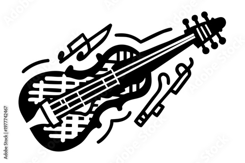 violin silhouette illustration for classical string musical instrument design