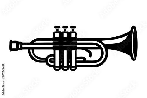 piccolo trumpet silhouette illustration for brass orchestral musical instrument design