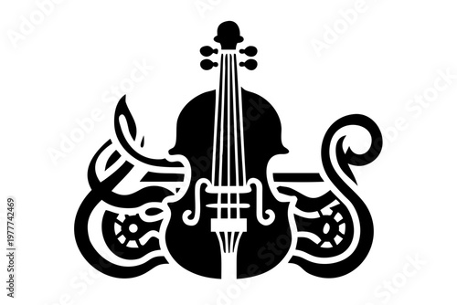 octobass silhouette illustration for orchestral music instrument design