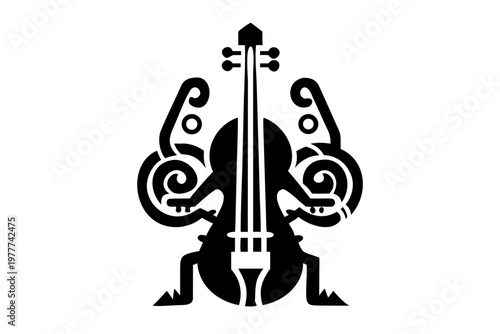 octobass silhouette illustration for orchestral music instrument design