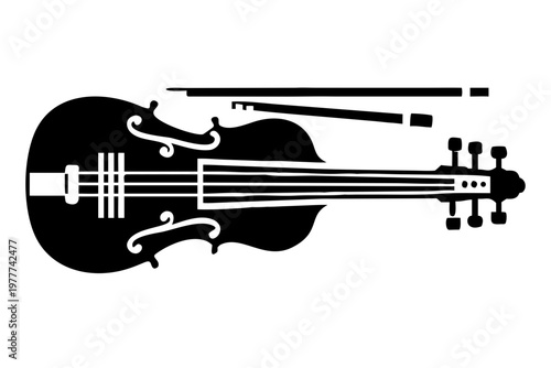 viol silhouette illustration for baroque string musical instrument design