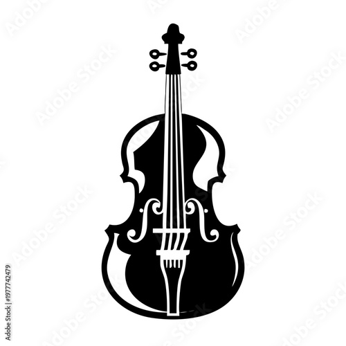 cello icon silhouette illustration for classical string musical instrument design
