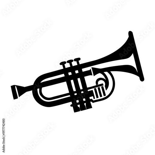 trombone icon silhouette illustration for brass orchestral musical instrument design