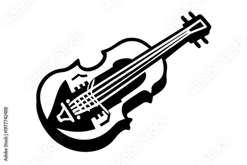 bass viol silhouette illustration for baroque string musical instrument design