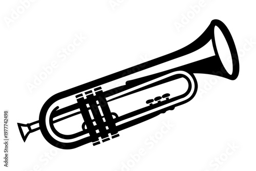 bass trombone silhouette illustration for brass orchestral musical instrument design